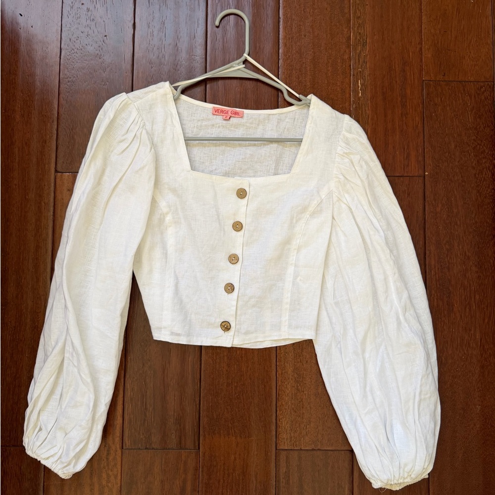 Verge Girl Cream Button-Up Blouse